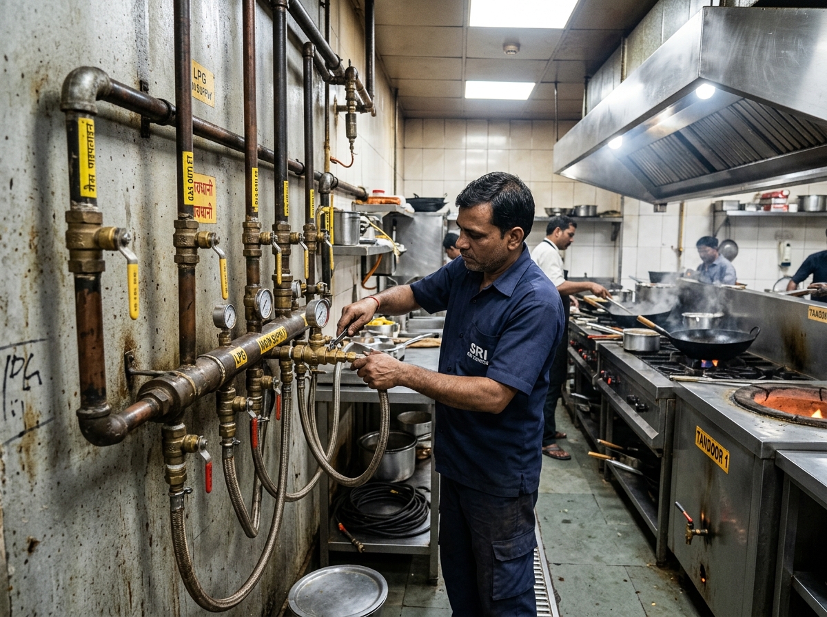 Commercial kitchen or business LPG pipeline installation