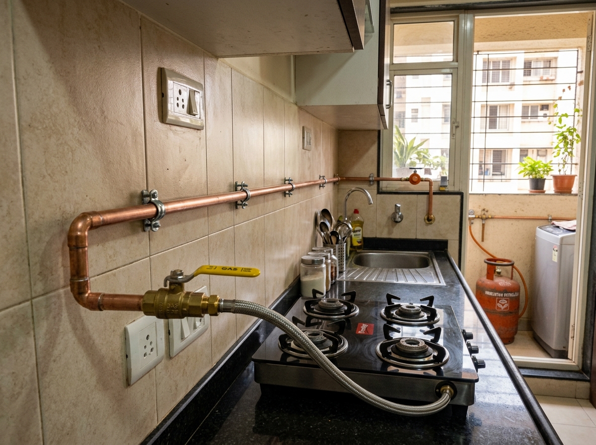 Residential home/kitchen LPG pipeline installation